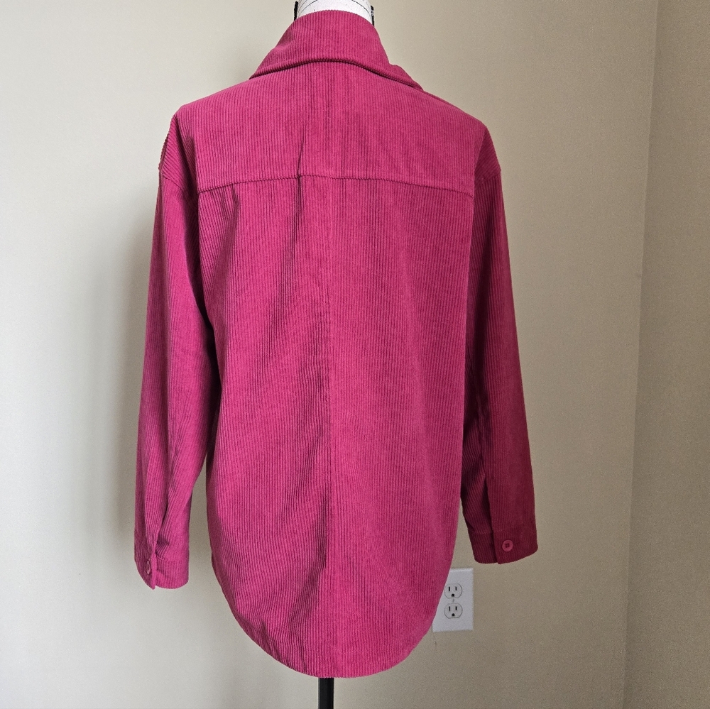 Avec Les Filles Corduroy Shirt Womens M Pink Button Front - Picture 4 of 10